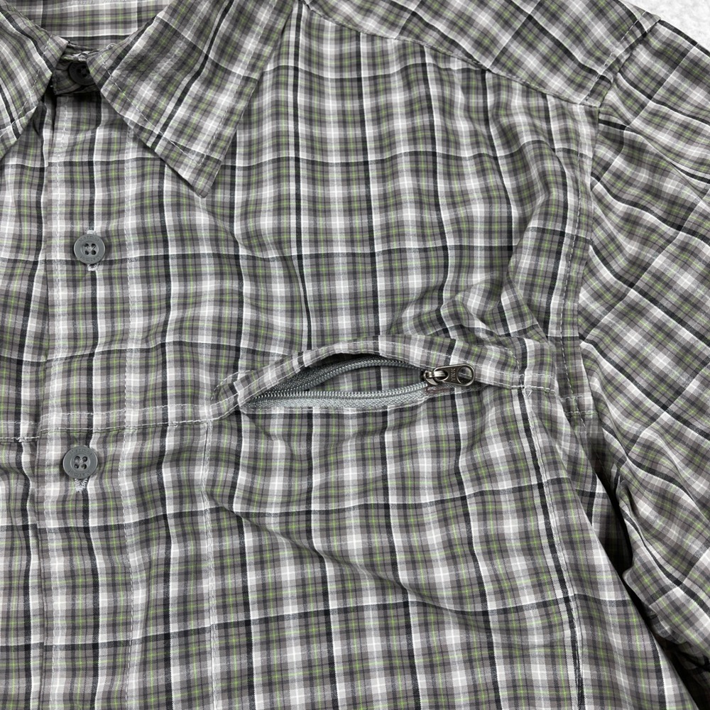 Marmot Button Up Shirt Mens Large Grey Plaid Nylon Hiking Outdoor Performance - Picture 7 of 11